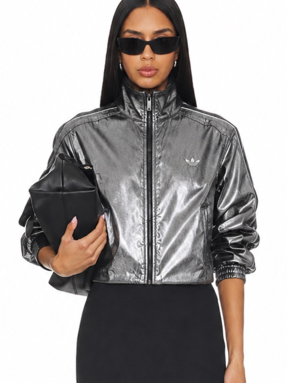 adidas Originals Firebird XS Silver Metallic Denim Track Top Jacket KD2910 NWT